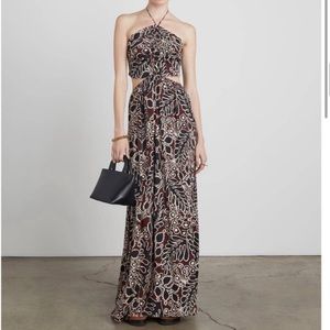 Who What Wear Charms Halter-Neck Dress With Side Cutouts in Leafy Batik